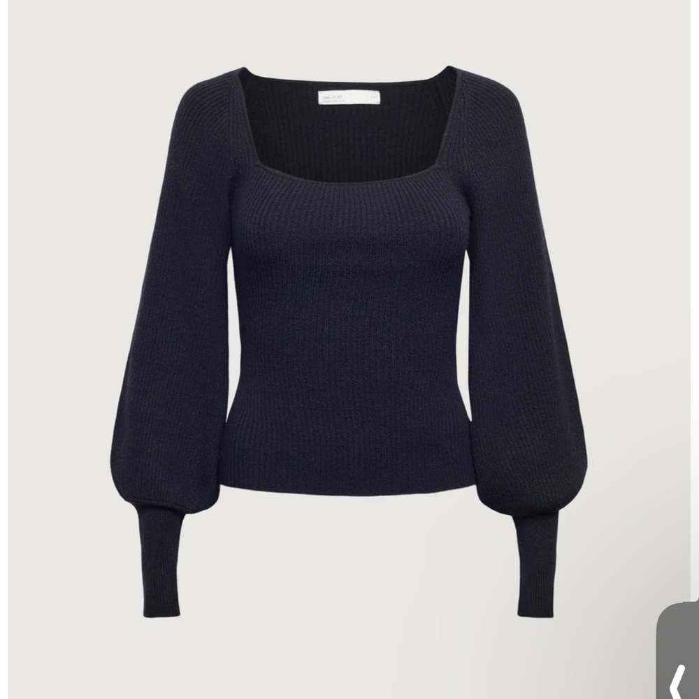 Balloon sleeve square neck sweater (CREAM)